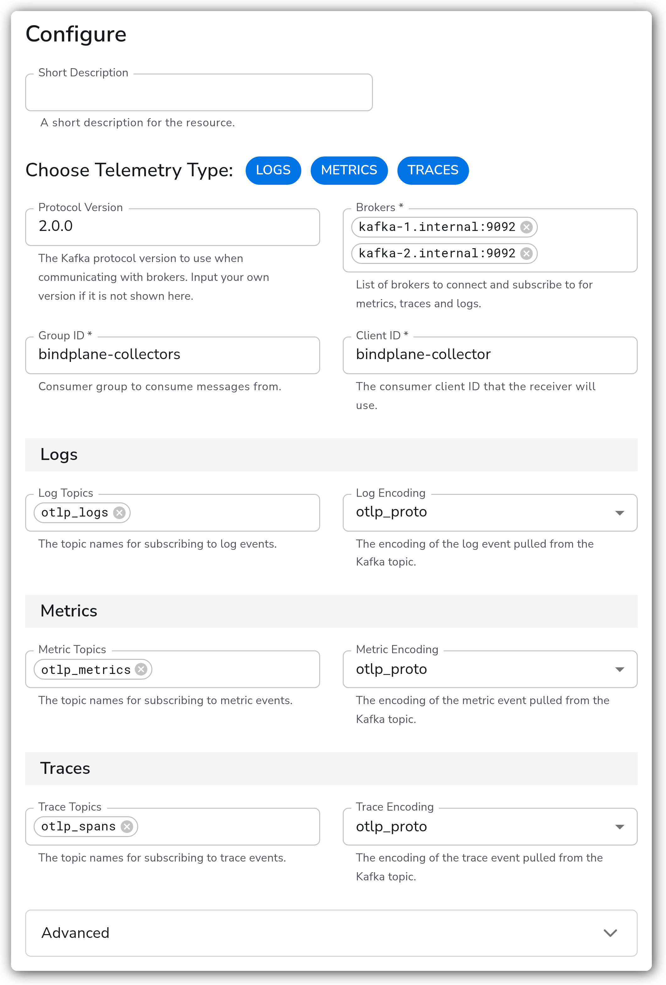 Bindplane docs - Kafka Stream - image 1