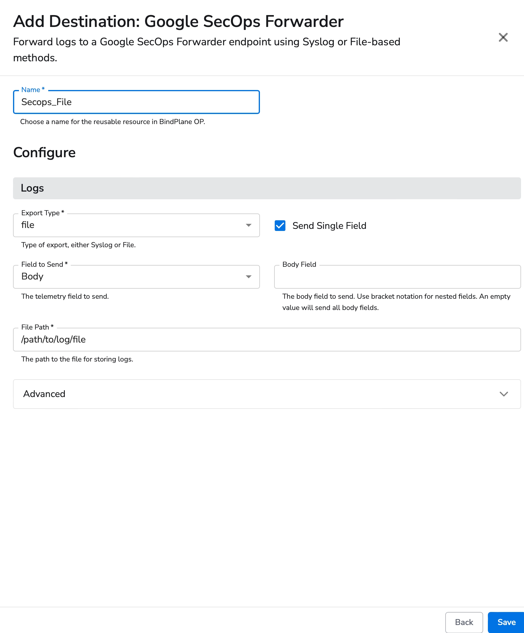 Bindplane docs - Google SecOps Chronicle Forwarder - image 2