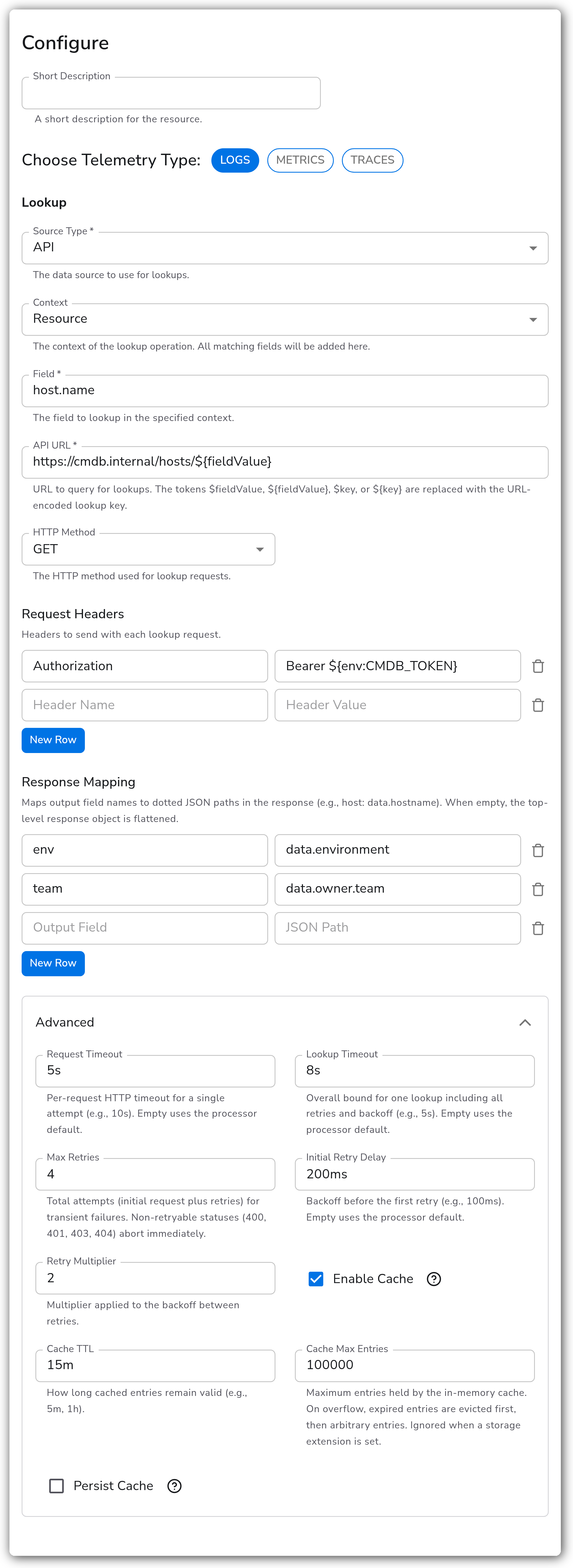 Bindplane docs - Lookup Fields - image 3