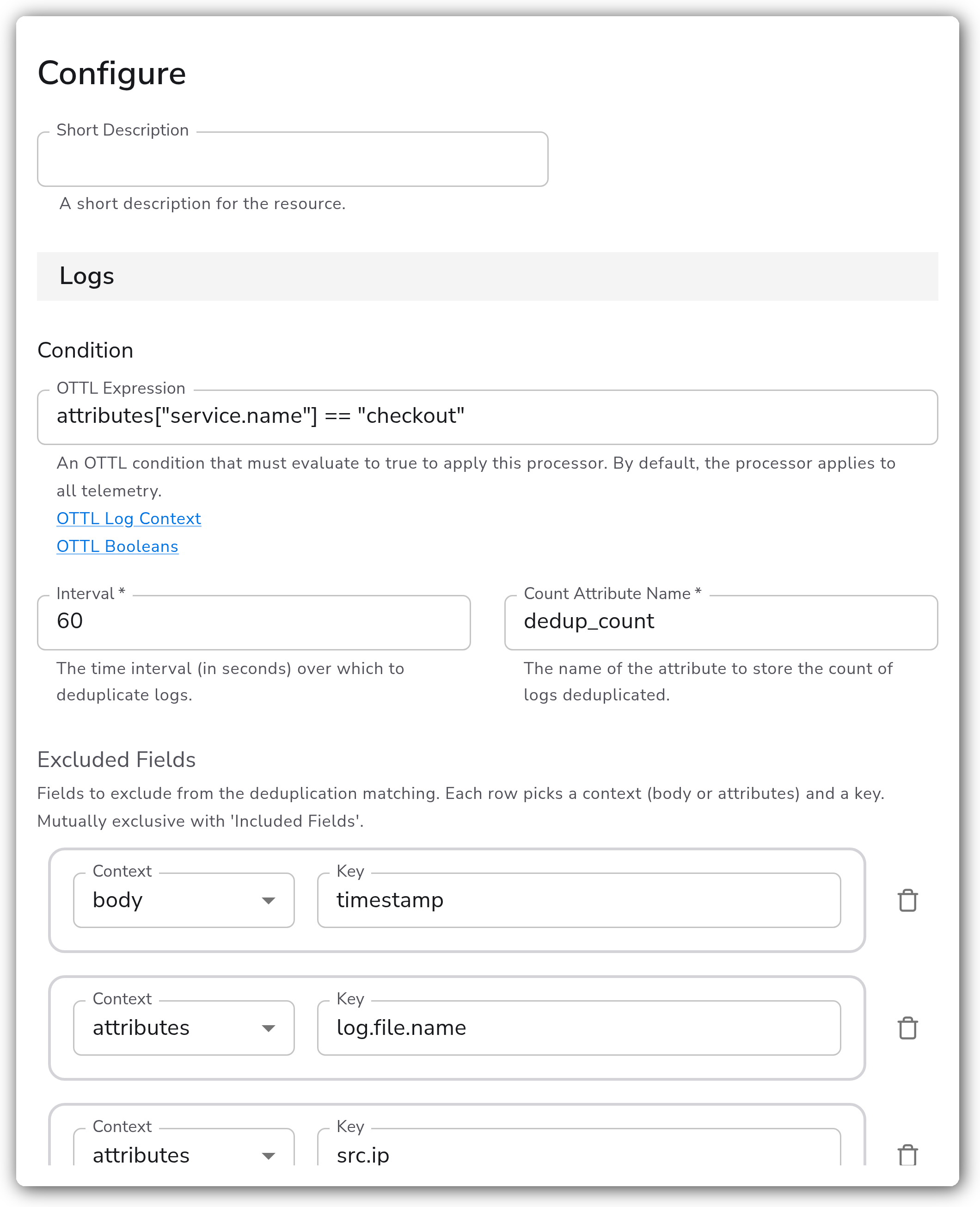 Bindplane docs - Deduplicate Logs - image 1