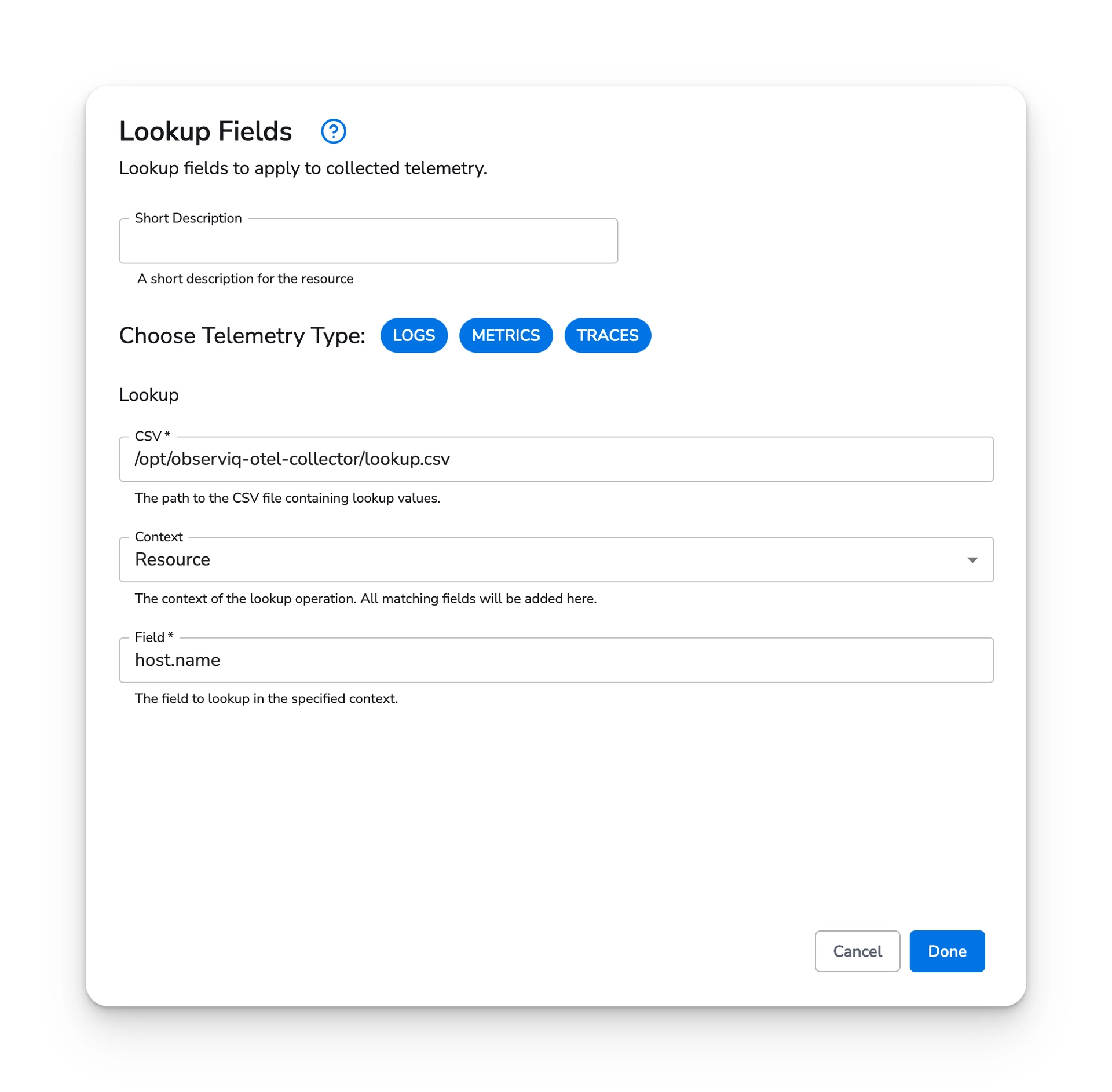 Bindplane docs - Lookup Fields - image 1