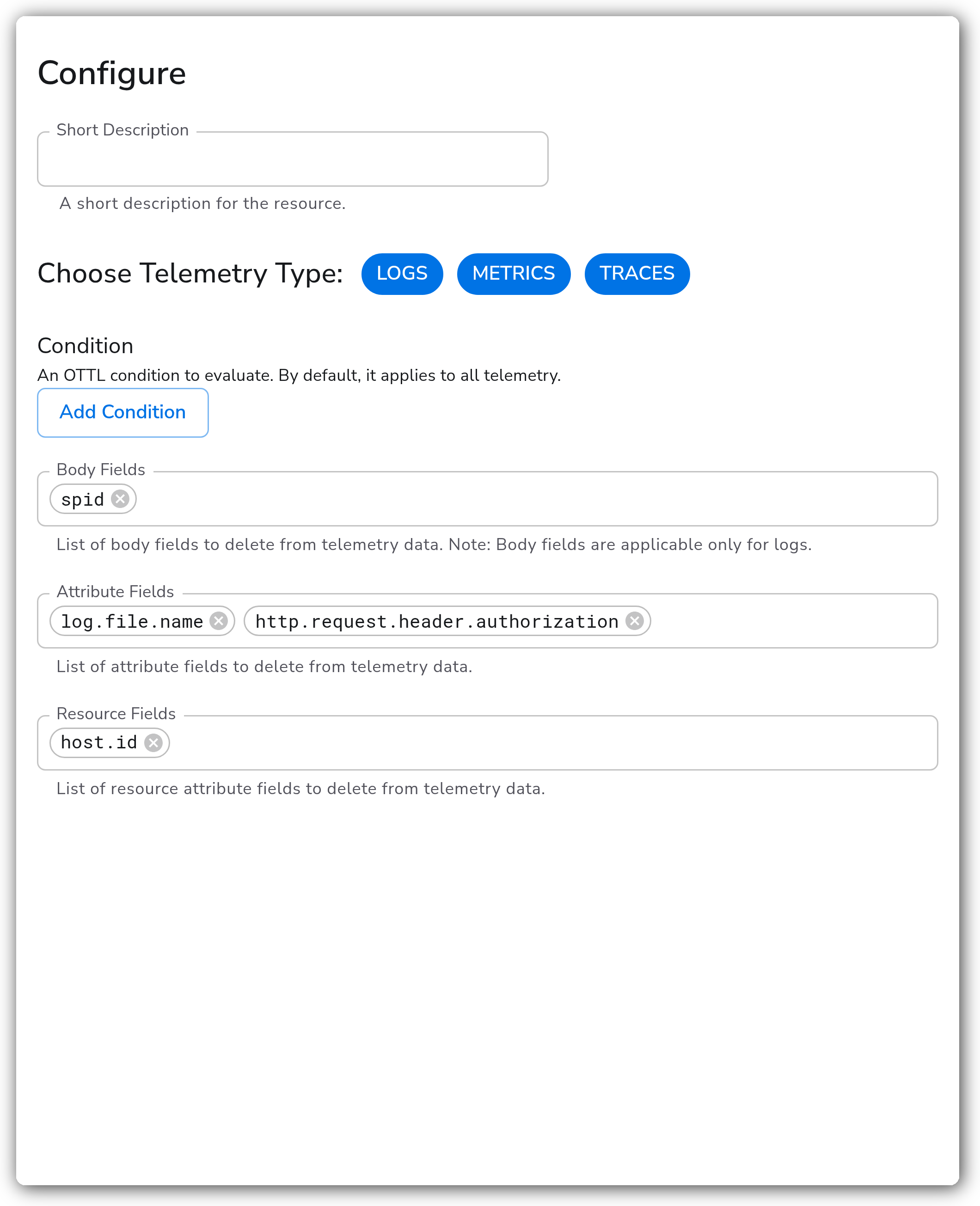 Bindplane docs - Delete Fields - image 1