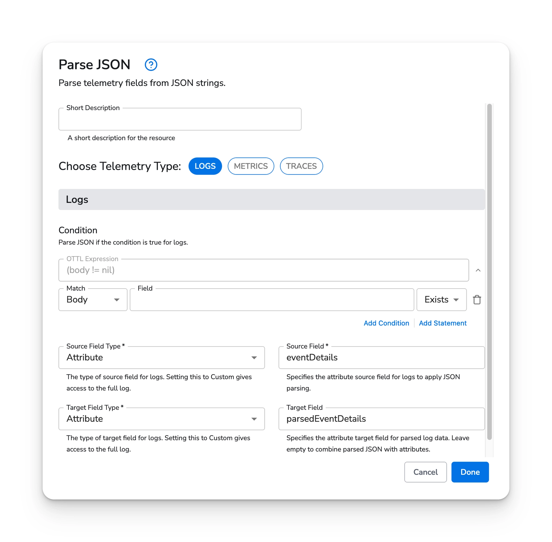 Bindplane docs - Parse JSON - image 1