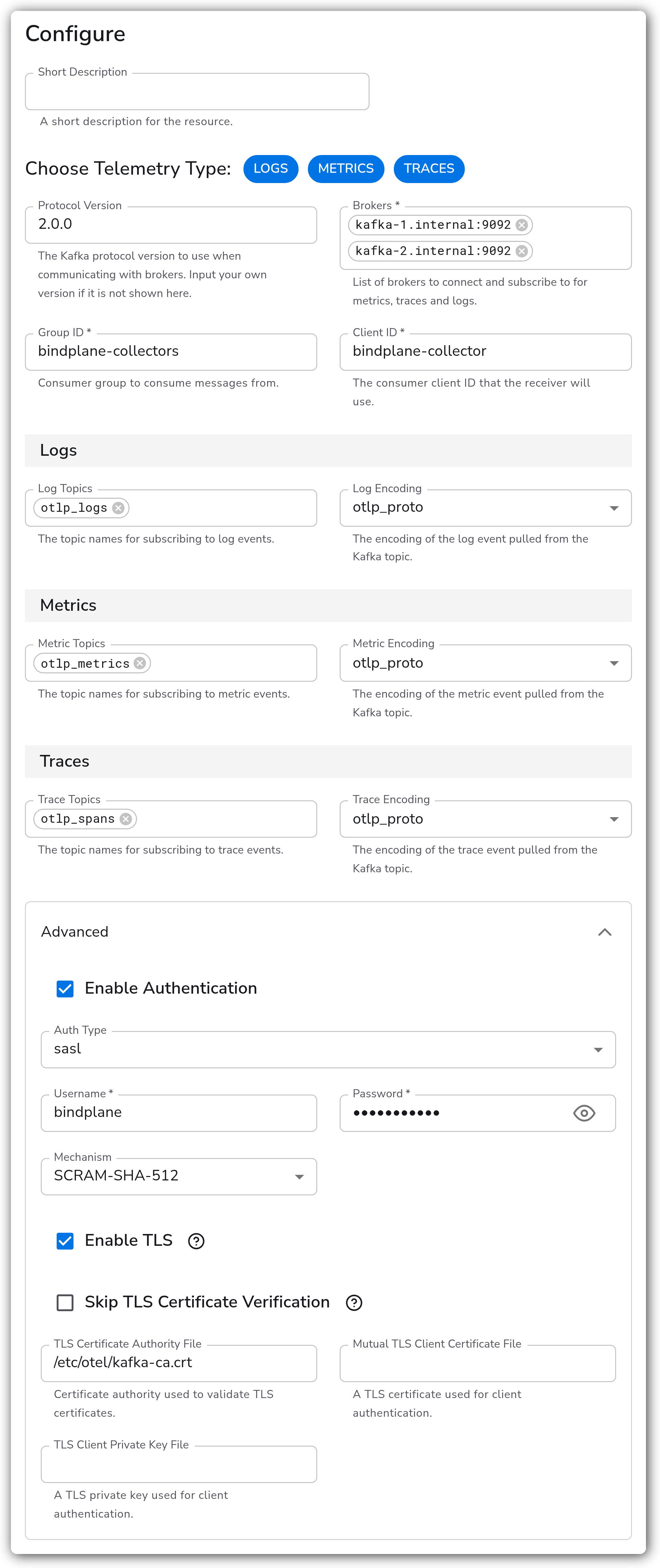 Bindplane docs - Kafka Stream - image 3