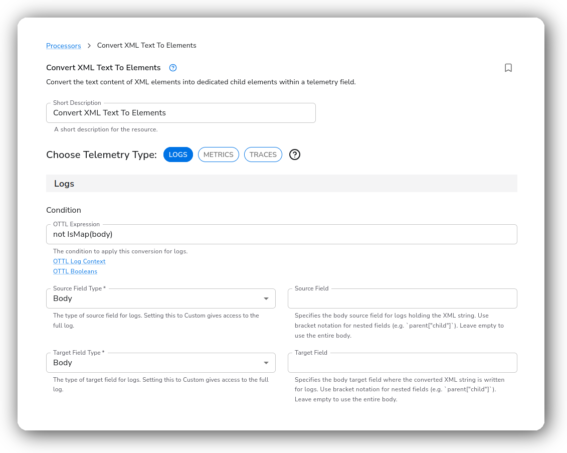 Bindplane docs - Convert XML Text To Elements - image 1