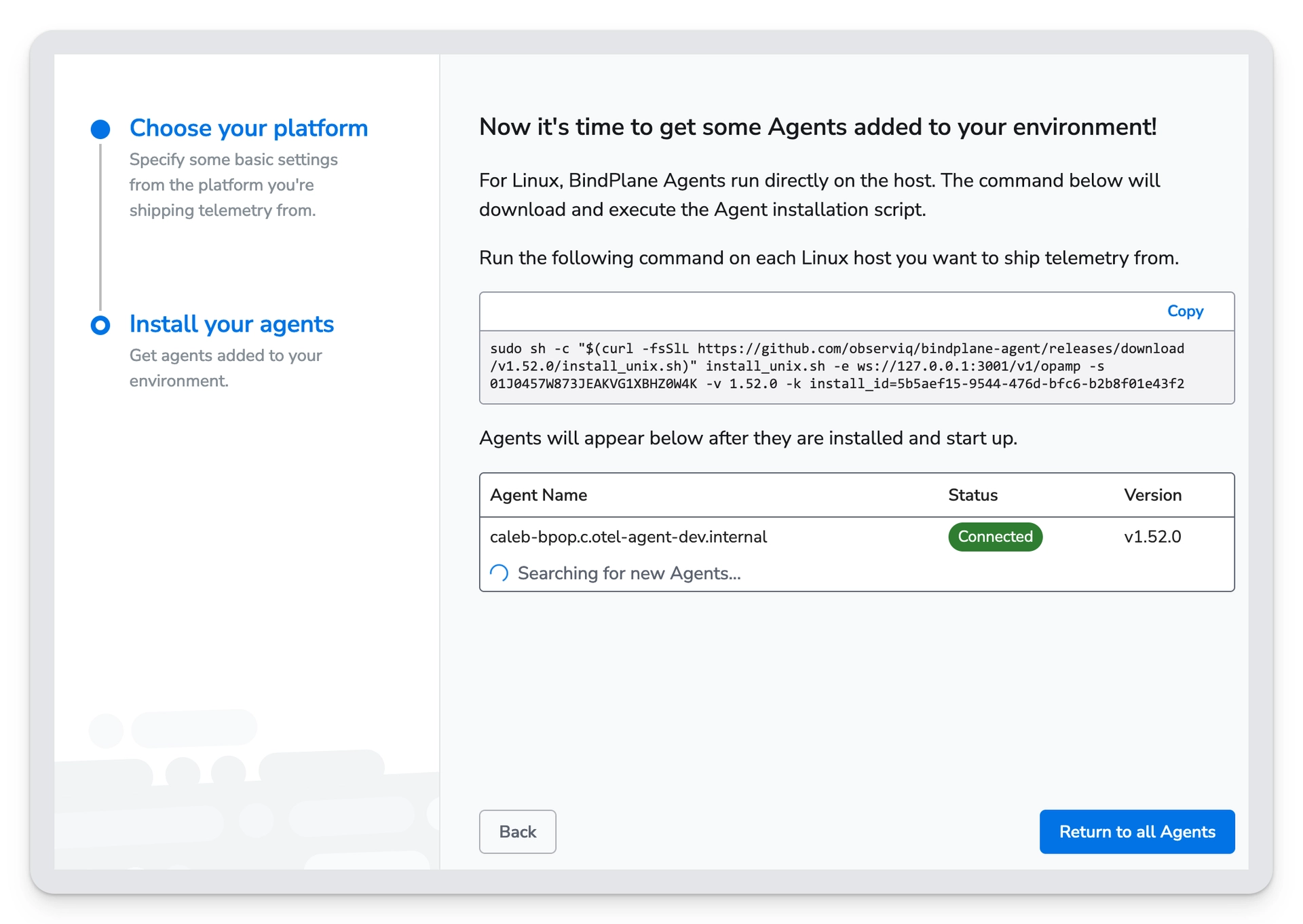 Bindplane docs - Install Your First Collector - image 4
