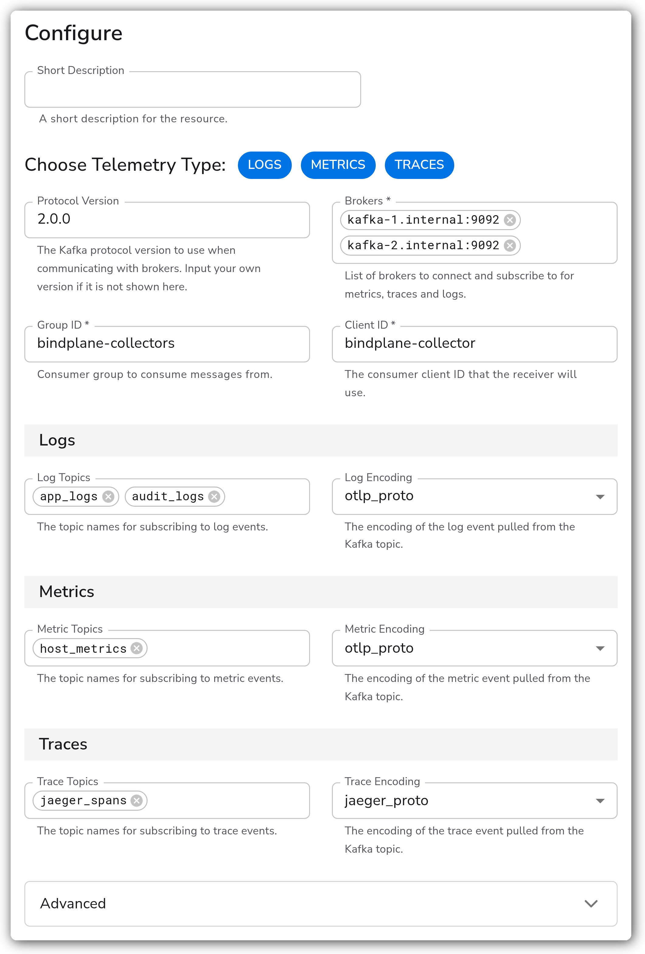 Bindplane docs - Kafka Stream - image 2