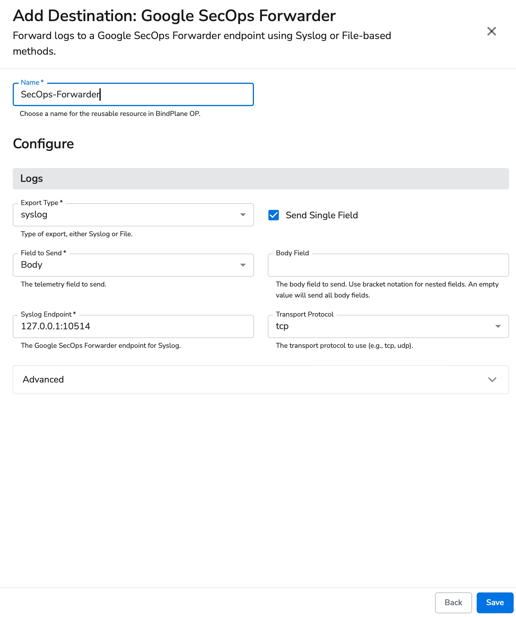 Bindplane docs - Google SecOps Chronicle Forwarder - image 1