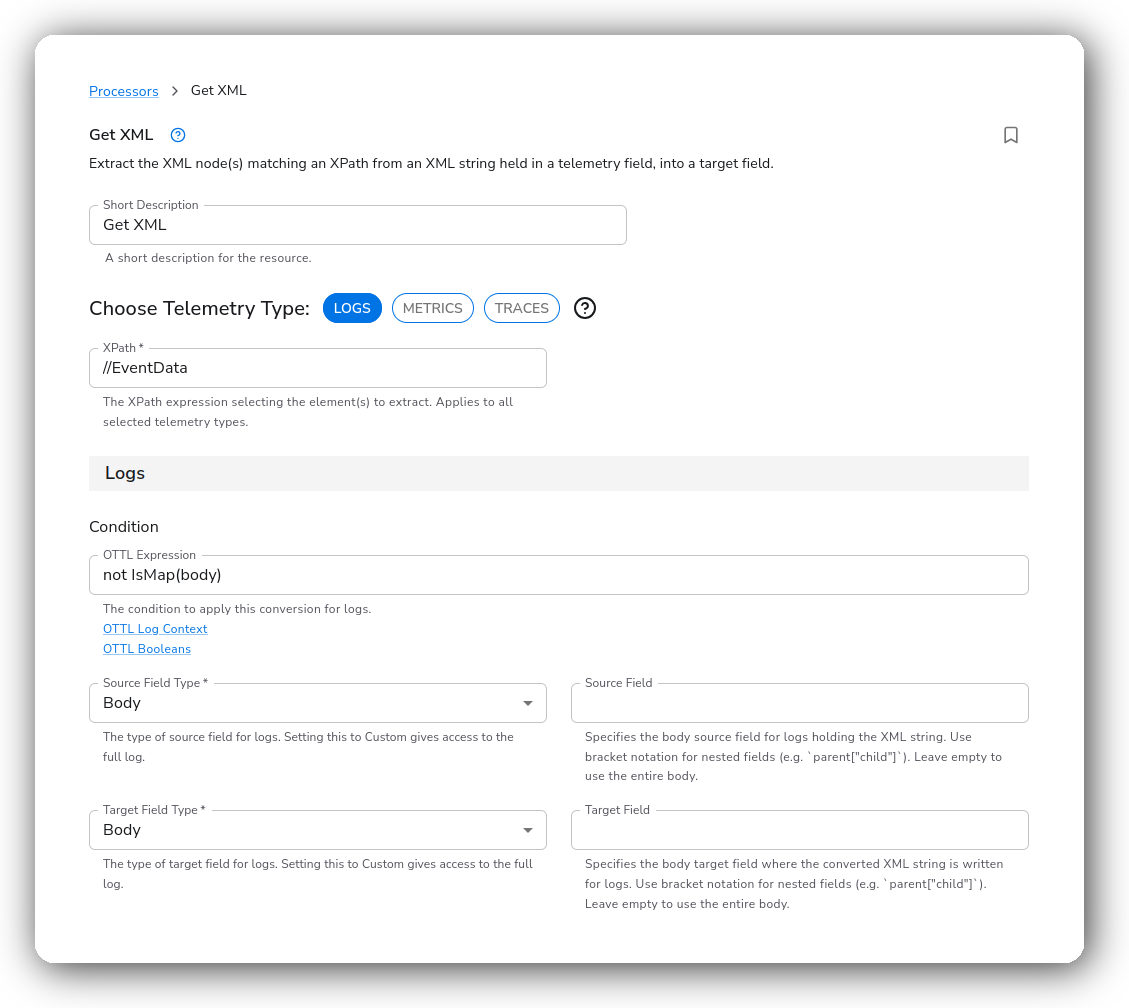 Bindplane docs - Get XML - image 1