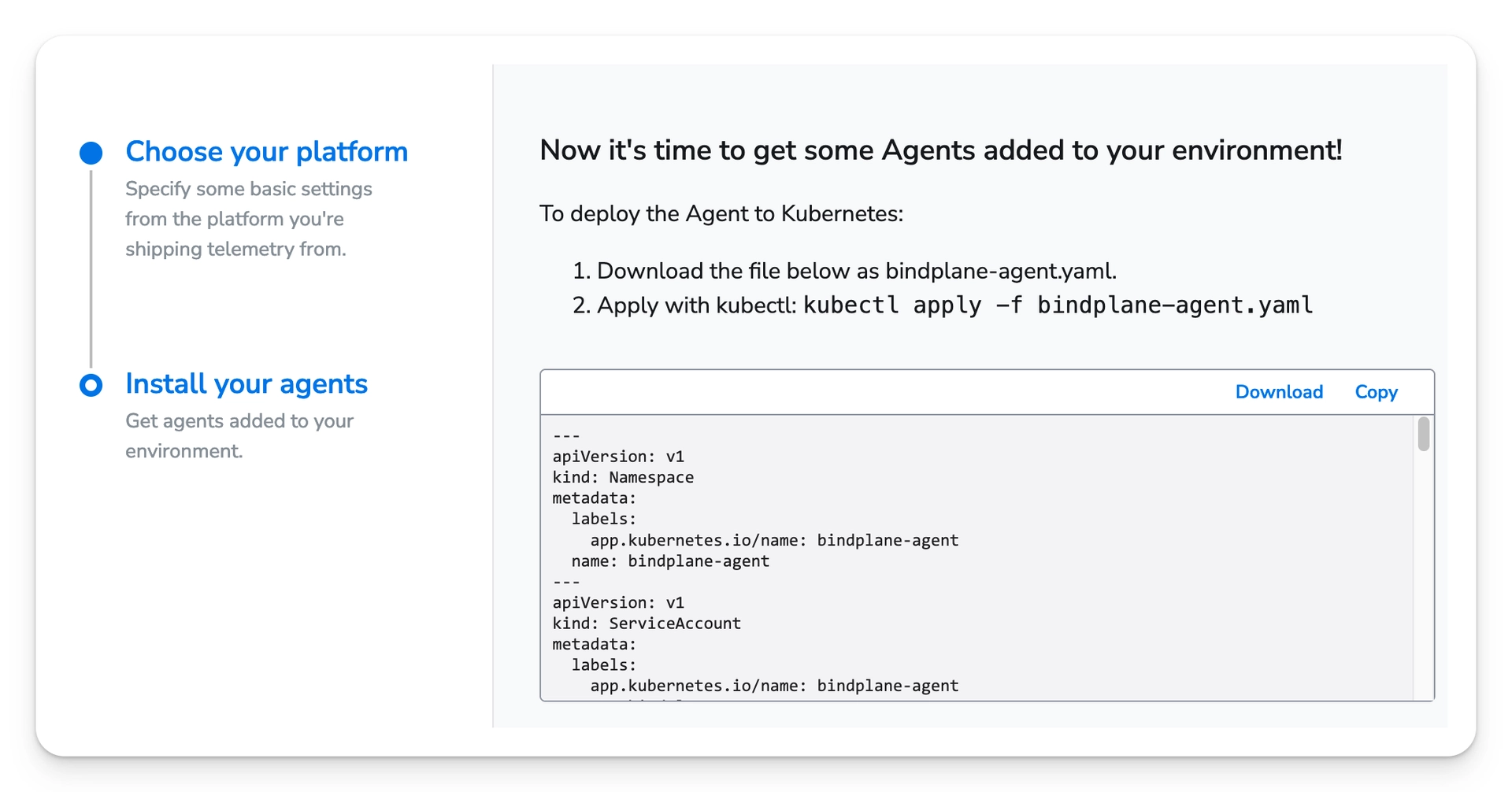 Bindplane docs - Install Kubernetes Collectors - image 2
